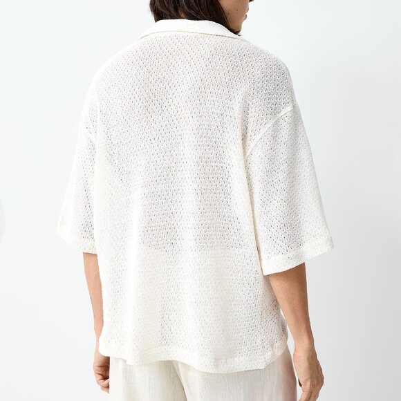 BNWT SS25 I'M BRIAN OPENWORK KNIT JOHNNY COLLAR POLO L - Picture 12 of 12